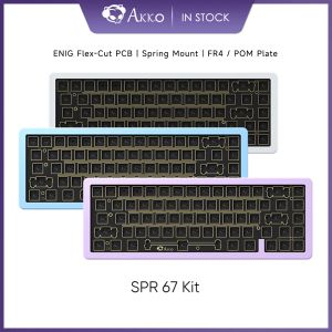 Accessories Akko SPR 67 DIY Mechanical Keyboard Aluminum Kit Spring Mount Structure Customized FR4/POM Plate Poron Cotton Gold Weight