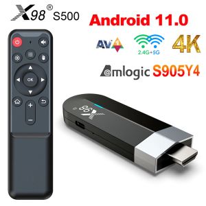 Box X98 S500 Android 11.0 Smart TV Stick Amlogic S905Y4 Quad Core 2.4G/5G WiFi AV1 Media Player X98 TV Dongle 2G 16G Set Top Box