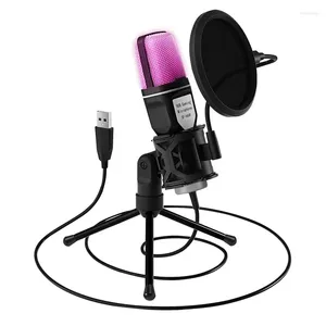 Mikrofony USB Mikrofon RGB Microfone Condensador Drut gier MIC dla podcastów Studio Streaming Streaming Laptop PC