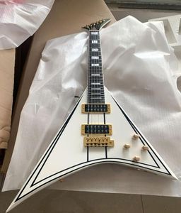 whole custom high quality Randy Rhoads V shape electric guitar with ebony Fretboard in white 1801066138515