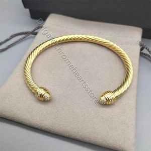 Huvudtjockt armband 5mm 4mm Luxury Twisted Pearl Designer Women Fashion Armband mångsidiga twist smycken Platinum Pläterade bröllopspresent Bangle HR70