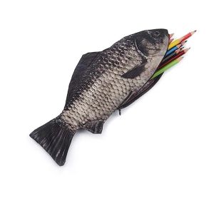 Yaratıcı balık şekli kalem çantası gerçekçi balık kalem çantaları fermuar makyajı hediye kalemi kutu kırtasiye okul ofis malzemeleri
