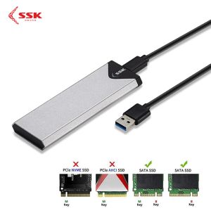 Muhafaza SSK SHEC320 Alüminyum USB 3.1 ila M.2 NGFF SSD Muhafaza Adaptörü Harici SATA Tabanlı M.2 Katı Hal Sabit Sürücü Muhafaza