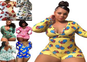 Xl5xl artı boyutu kadın giyim tulumları ev kurşunlu pijama onesies moda amarson element baskı seksi büyük boy 8327580311