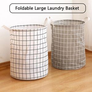 Laundry Bags Dirty Basket Cotton Linen Foldable Hamper Bag Waterproof Organizer Bucket Baby Clothes Toys Home Storage