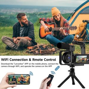 4K Videokamera Camcorder mit Dual -Objektiv, WLAN, IR -Nachtsicht, Vlogging -Kamera für YouTube, 16x digitaler Zoom, Touchscreen, Rekorder mit Mikrofonobjektiv