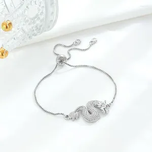 Charm Bracelets White CZ Stones Lovely Animal Chinese Loong Bracelet Women 2024 Fashion Cubic Zirconia Stone Dragon Jewelry Gift