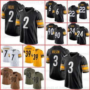 3 Russell Wilson George Pickens 2 Justin Fields TJ Watt Futbol Jersey Joey Porter Jr Najee Harris Troy Polamalu Pat Freiermuth Cameron