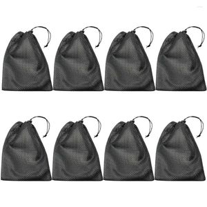 Bolsas de lavanderia 8 PCs Caminhamento de cordão de tração de malha de malha de armazenamento basquete pequeno com poliéster