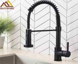 Quyanre Matte Black Kitchen Sink -kran Dra ner Single Handle Mixer Tap 360 Rotation Torneira Cozinha 2201251828494