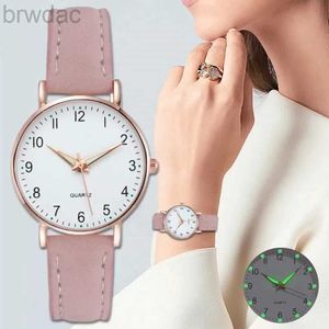 Kvinnors klockor Women Watches Lysande läderarmband Simple Watch Elegant Fashion Quartz Watch Ladies Wristwatches Montre Femme Reloj Mujer 240409