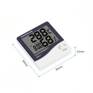 HTC-1 Digital Thermometer Hygrometer Clock Alarm/Alarm Calendar 5 Functions Large Screen Desktop Stand & Wall Mount White