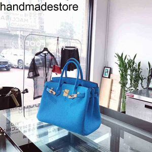 Leather Bk Handbag Designer Sky Blue Lychee Pattern Head Platinum Bag Womens Bright Soft Single Shoulder Messenger