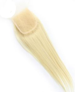Platinum Blonde 613 Straight spetsstängning PRE PLUCKED BLEAKED KNITER Remy Human Hair 4x4 Spetsstängningar8421130