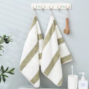 2 Pcs Face Towel Coral Fleece Super Soft Washcloth Quick-dry Hair Hand Bathroom Striped Towels Hotel 35x75cm Toallas Household