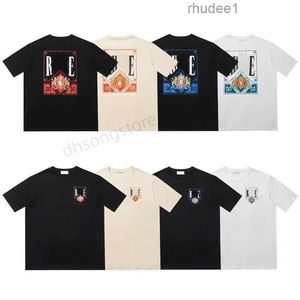 Rhudes Mens Tshirts Tee Designer Casual Fashion Summer Summer с коротким рукавом Америка Мужчины Женщины Круглый Шея Футболка Роскош