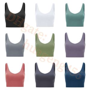 lululemmon Gym Clothes Women Underwears Yoga Bra Tank to Light Support Sports Bra Fitness Lingerie Breathable Workout Brassiere U Back Sexy Vest with Removable