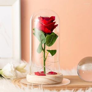 Fiori decorativi Regalo eterno imitazione Flower Glass Cover Rose Christmas's San Valentino Decorazione