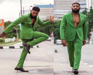 Men039s Suits Blazers Benzersiz Stil 2 Parça Erkekler Tailormade Yeşil Moda Takım Düğün Damat Sekon