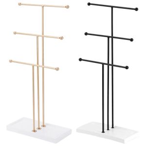 3 Layer Jewelry Tower Stand Display Holder Necklace Watch Hanging Desktop Chains T Bar Bracelet Rack Home Organization