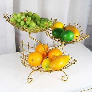 Piastre a tre strati Iron Art Sfera in acciaio cesto di frutta cesto in stile europeo piastra secca Multiyer per la casa