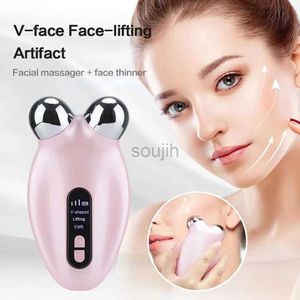 Face Massager EMS Face Lifting Microcurrent Roller Massager Electric Facial Massage Device Spa V Shaped Anti Wrinkle Reduce Double Chin 240409