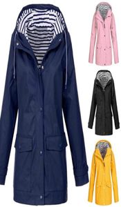 Donne giacche 2021 Stripe Giacca pluviale per pioggia anteriore esterno esterno cappotti di cotone nera womens casual hooded8498868