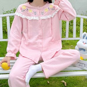 Cotton Pregnant Women, Chinese Style Thickened Layers for Autumn Winter, Nursing Pajamas, Air Cotton, Breastfeeding, and Postpartum Clothing