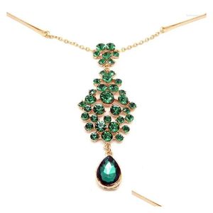 Hårklämmor Barrettes Etnisk stil DRA Emerald Accesories Fashion Elegant Head Chain Jewelry Frisyrer Huvudstycke Drop Delivery Hair Jew Dh6pt