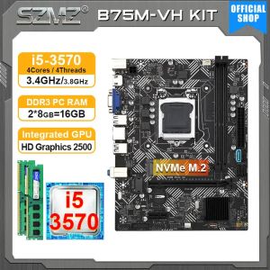 Moderbrädor SZMZ B75 MVH Motherboard LGA 1155 Set med i5 3570 CPU + 2*8GB RAM PC MONTERING KIT PLACA MAE DDR3 COMBO 1155