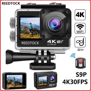 Cameras Action Camera 4K/30FPS with Dual Screen Underwater Waterproof Camera with Remote Control WiFi Helmet Sports Video Recorder