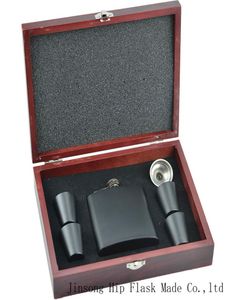 Rosewood Finish Flask Sets of 6oz stainless steel flask with s glass set3755596