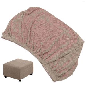 Stuhlabdeckungen Square Pouf Ottoman Stuhlabdeckung Stretchierbares Essensstreifen Ersatz Pedal Low Polyester