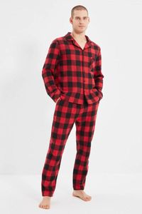 Home Clothing Trendyol Male Regular Fit Plaid Pajamas Set THMAW22PT0419