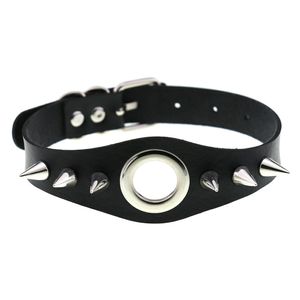 Cyberpunk Gothic Leather Rivet Pointed Tooth Collar Choker Neckkedja Nischuniversum CLAVICLE Kedjan halsband för män och kvinnor