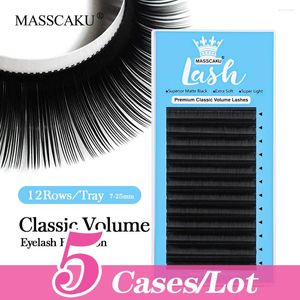 Ложные ресники Masscaku 5Cases/Lot Высококачественный C/D Curl Classic Регулярное расширение Matte Professional Faux Black Fluffy