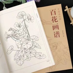 Photography Chinese painting line drawing book Color pencil Hundred Flowers /Birds /Lotus/Peony coloring book Engraving pattern for beginner