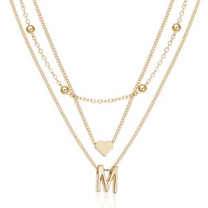 Pendant Necklaces Love Letter A C J M S Round Necklace Chain Three layer Multi layer Necklace Suitable for Women Couples Fashion Jewelry Party Dating GiftsQ