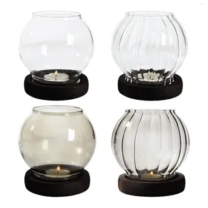 Ljushållare glashållare trä bas skåp skrivbordskål kopp ljusstake för hemprydnad café
