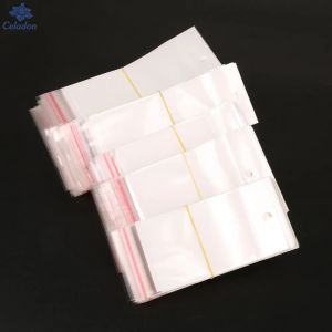 100Pcs Size 6x14cm/7x14cm/8x14cm/6x17.5cm/8x17.5cm White/Clear Self-Adhesive Plastic Storage Bag, Jewelry Packaging, Gift Bags