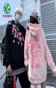 2019 Drop Chinese Style Cherry Blossom Hoodie Übergroßes Paar High Street Hip Hop Rock Band Sweatshirt Herbst Winter T2008450469