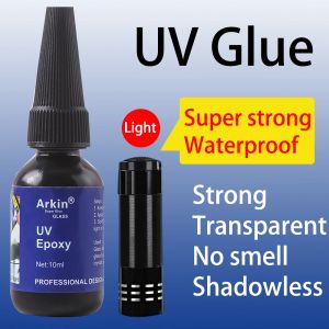 2PC UV GLUE ULTRAVIOLET LIGHT EPOXY ADHESIVE SUPER STRONG JEWELRY DISPLAY CAR GLASS SCRYAL RHINESTONE DIY CRAFT BOND 502
