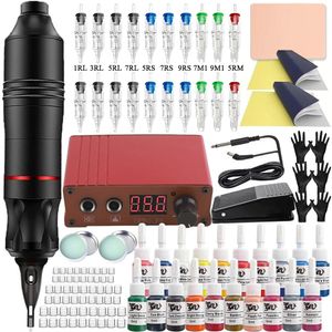Professional Cartridge Tattoo Machine Pen Kit with Needle Rotary Gun Set for Permanent Makeup Beginner 240327