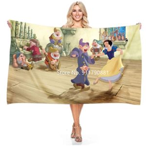 Står Snow White och de sju dvärgarna Toffee Cartoon 3D Digital Printed Microfiber Beach Handduk Children's Play Camping Blank