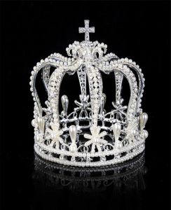 Downton Linda brilhante Crystal Bridal Queen Crown Party Pageant Silver Gold Bated Tiara Hairband Acessor de casamento barato 3856598