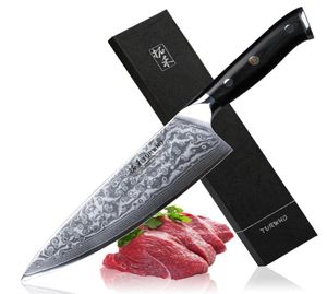 Turwho Professional Chef Knife 8 Inch Gyutou Japanese Damascus Steel High Quality Kitchen Knives Blad Mycket skarpa matlagning Knivar5455950