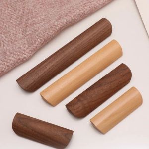 Natural Wood Furniture Handles Kitchen Door Knobs Cabinets Pulls Beech Wooden Handles for Cabinet and Drawers Furniture Hardware