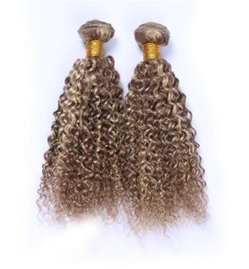 Fortepian 8613 mieszany kolor peruwiański dziewicze ludzkie włosy 3pcs Kinky Curly jasnobrązowy podświetlony blond dwupiętrowy pakiet włosów ludzkich 2175575