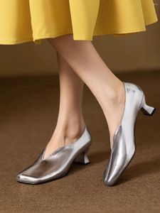 Dress Shoes Zapatos Mujer 2024 Tendencia Spring/Summer Women's Single High Quality Square Toe Elegant Fashion High-heeled