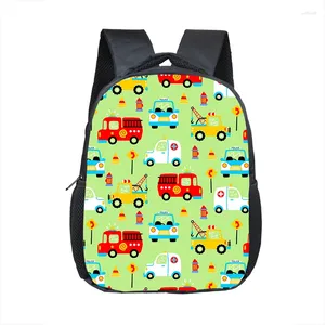 Bolsas escolares Cartoon Caminhão Carro Backpack Engenharia Veículo Escavadeira Prind School School School for Kids Boys Student Sport Travel 16 polegadas Daypacks